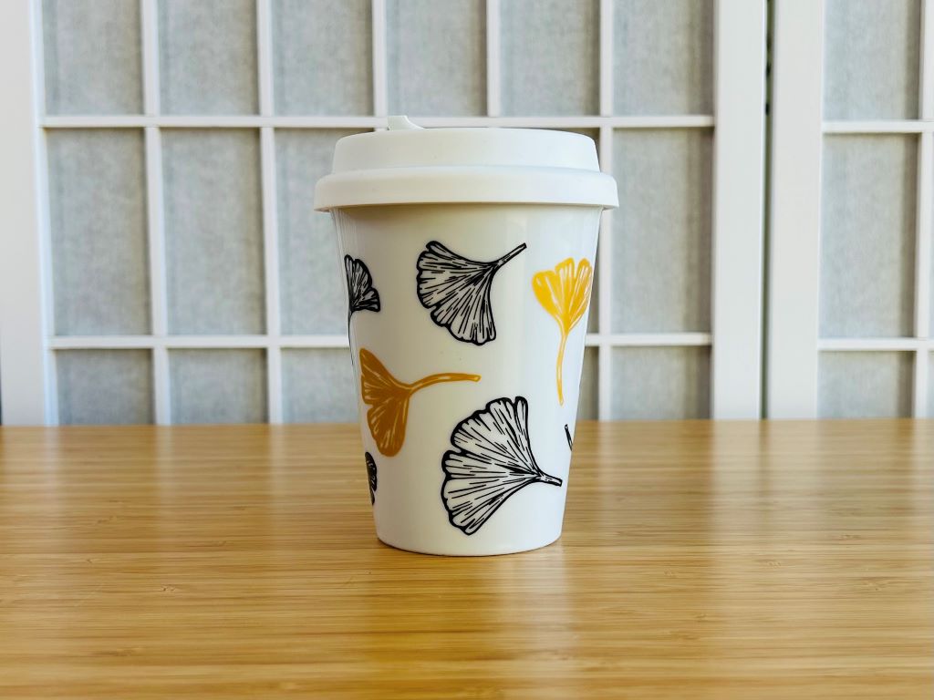 To-Go-Becher "Ginkgoblätter" mit Gold 300 ml