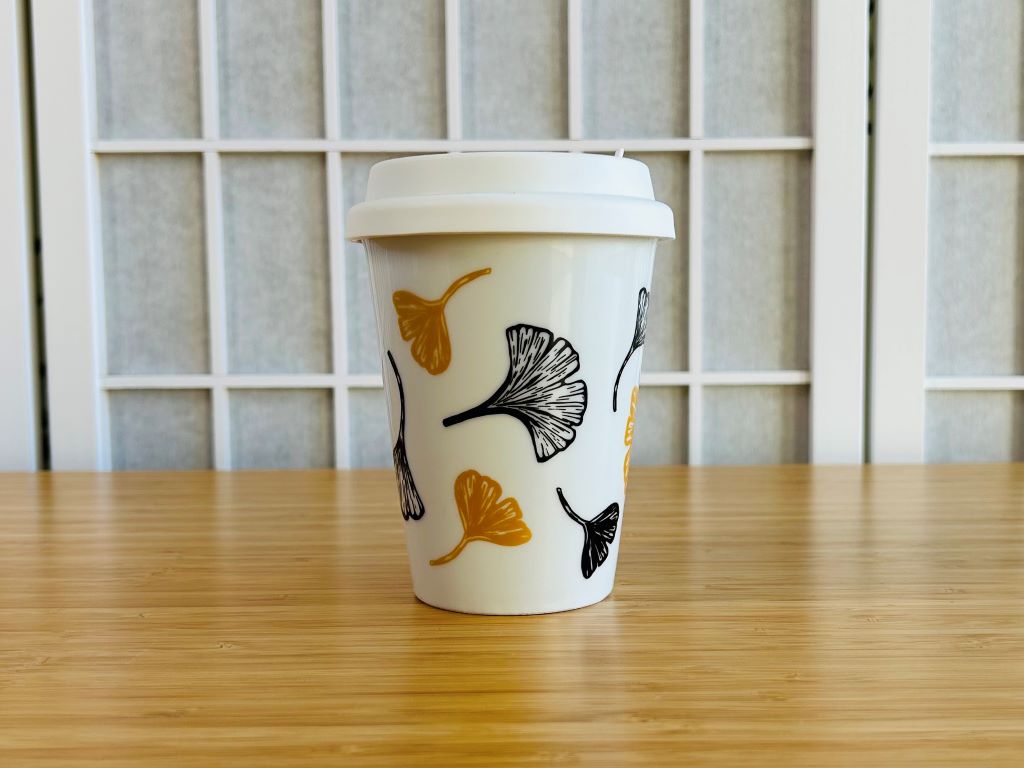 To-Go-Becher "Ginkgoblätter" mit Gold 300 ml