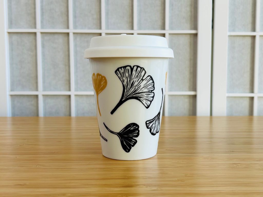 To-Go-Becher "Ginkgoblätter" mit Gold 300 ml