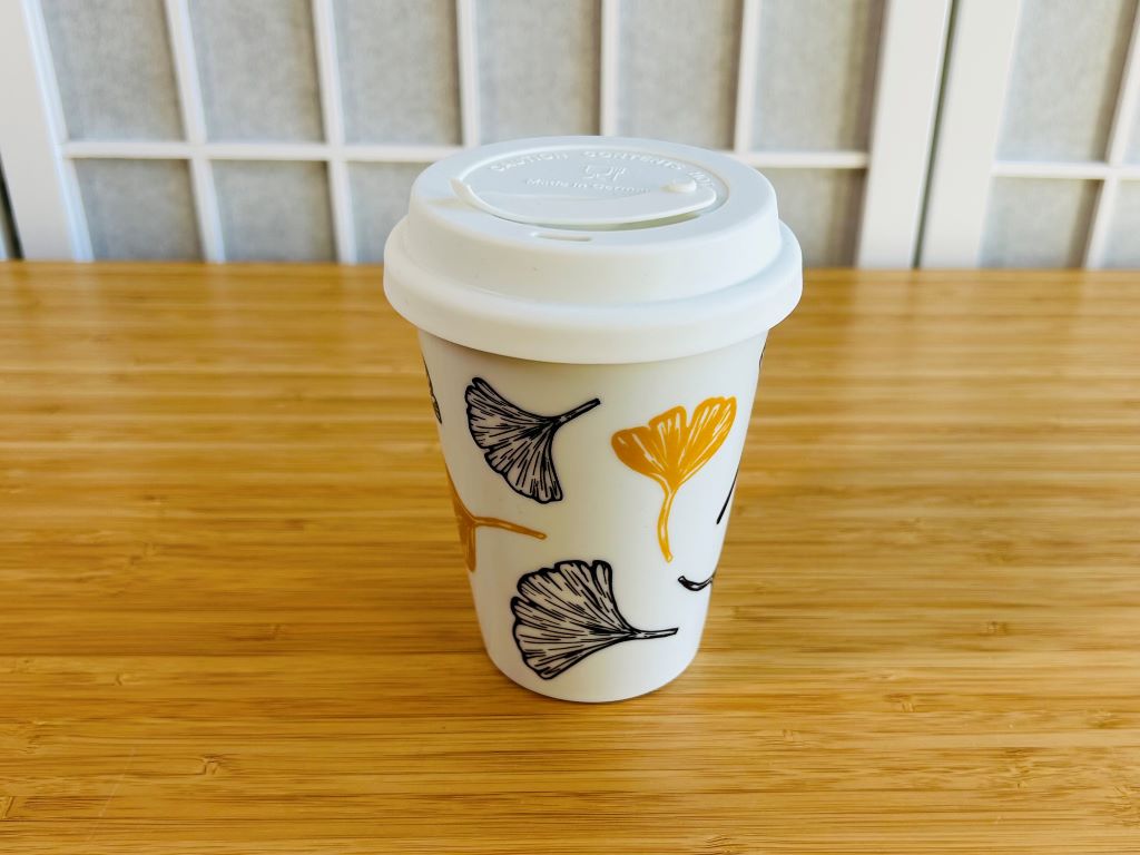 To-Go-Becher "Ginkgoblätter" mit Gold 300 ml