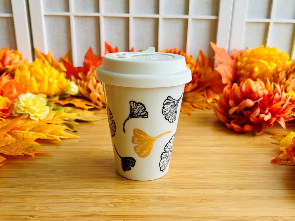 To-Go-Becher "Ginkgoblätter" mit Gold 300 ml