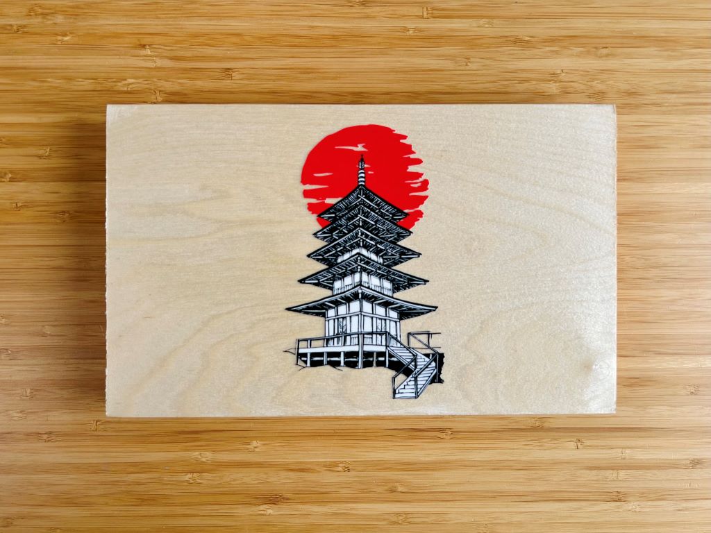 "Pagoda" wooden box for chopsticks and chopstick rests