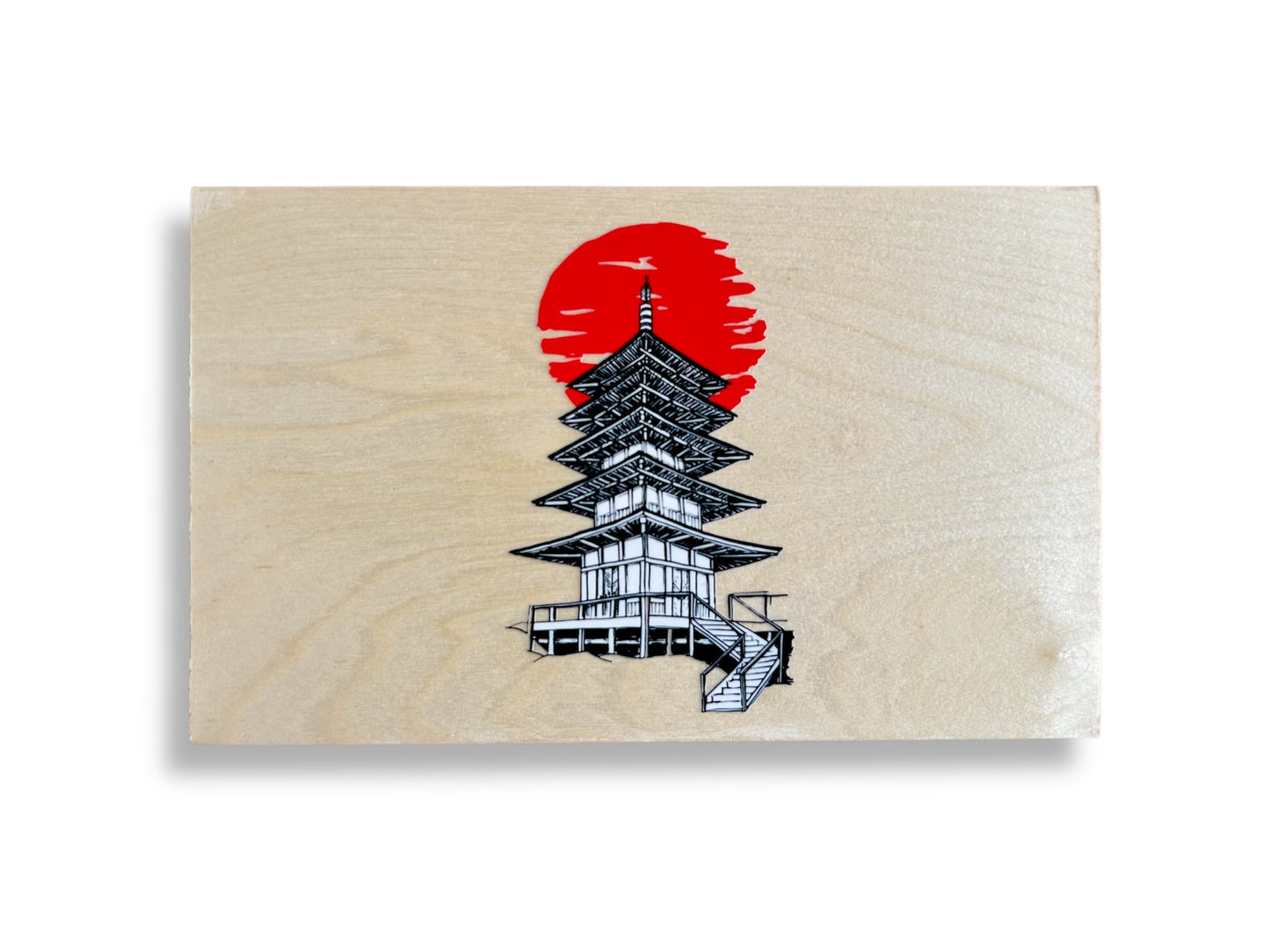 "Pagoda" wooden box for chopsticks and chopstick rests