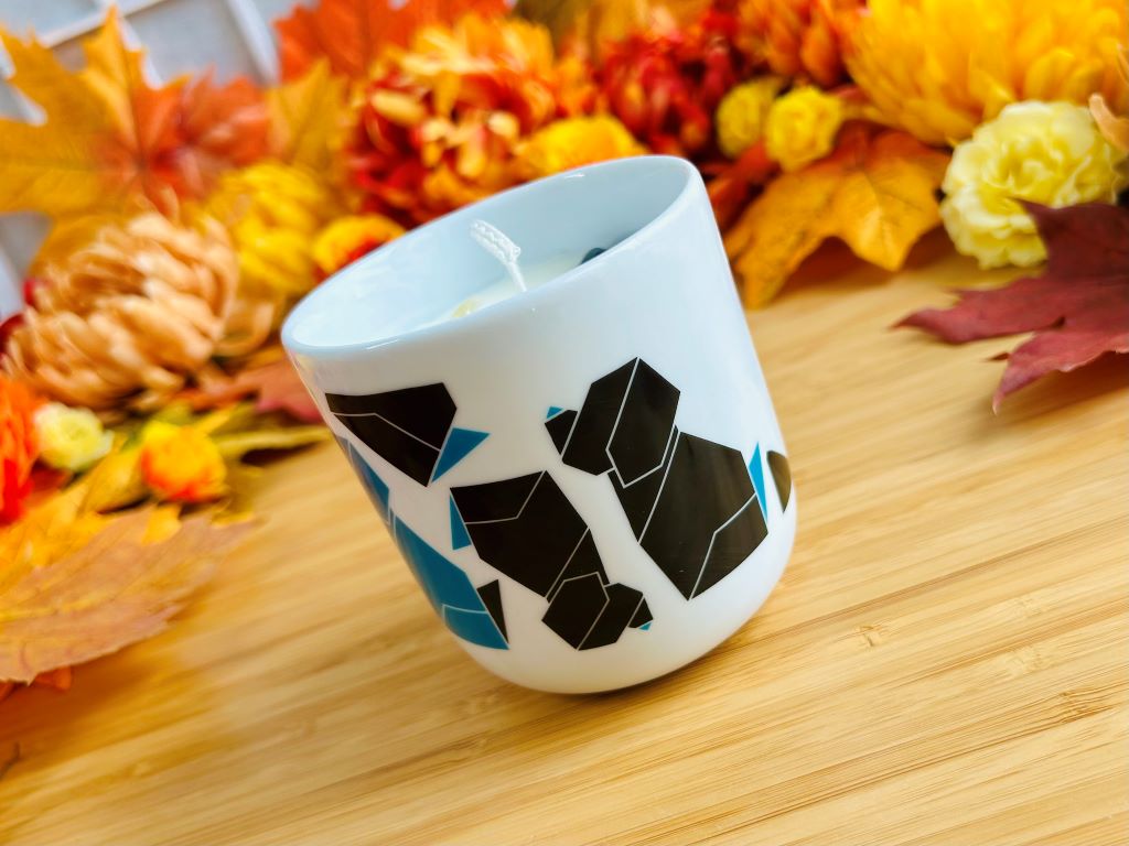 Kerzenglas "Origami Welpe" mit Mineralien