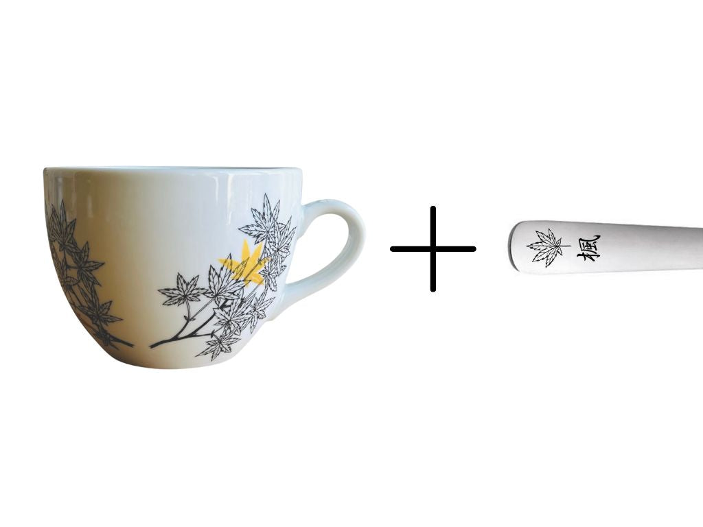 Tasse breit + Löffel „Javory“ mit Golddekor-Set