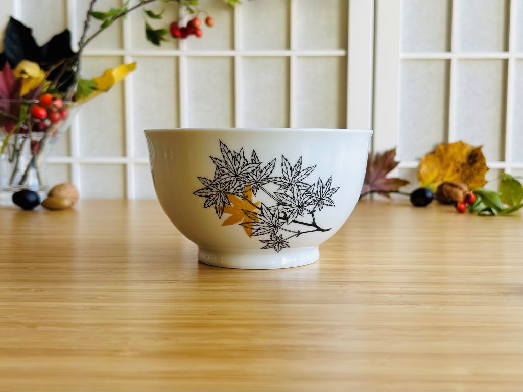 Round bowl + spoon set "Javory" with gold rim