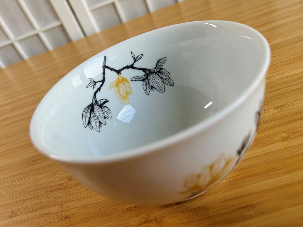 round bowl + spoon set "Magnolia" with gold