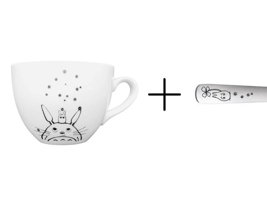 Wide mug + spoon set "Totoro"
