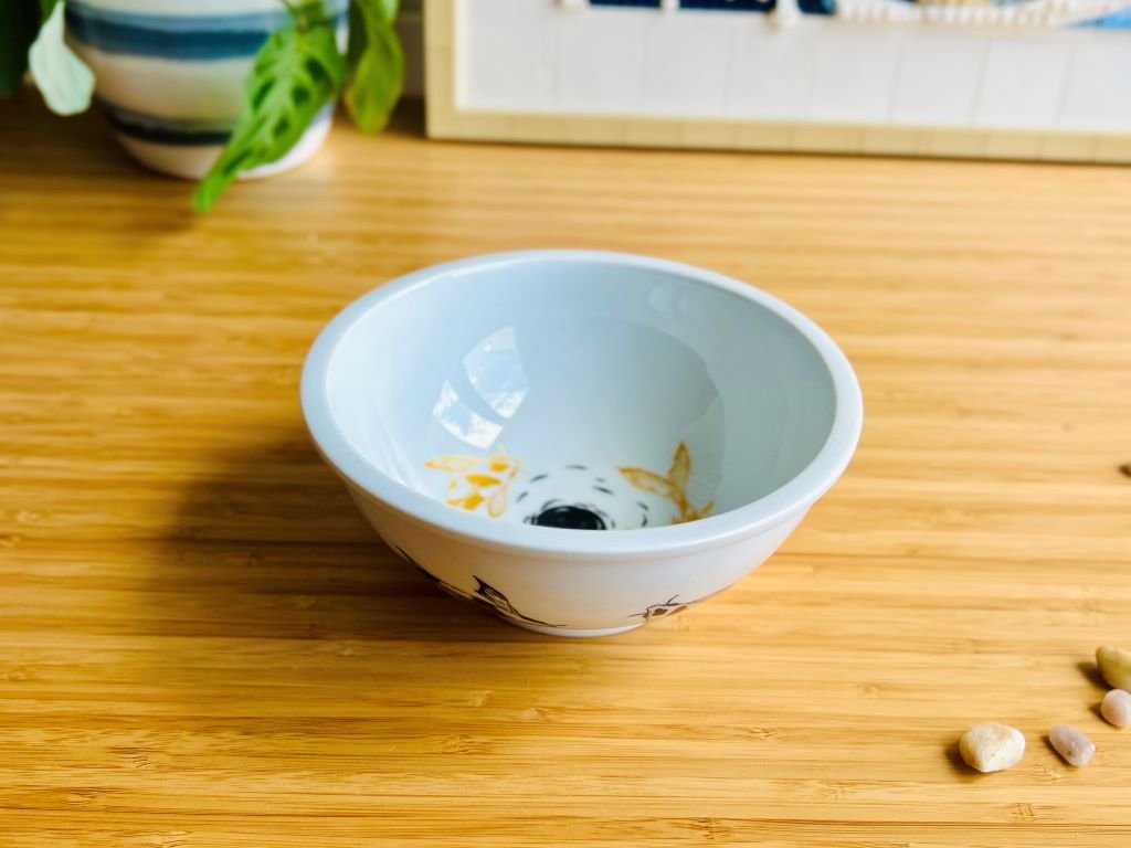 large bowl + spoon set "Lake Gems or Koi Carp with Moon"