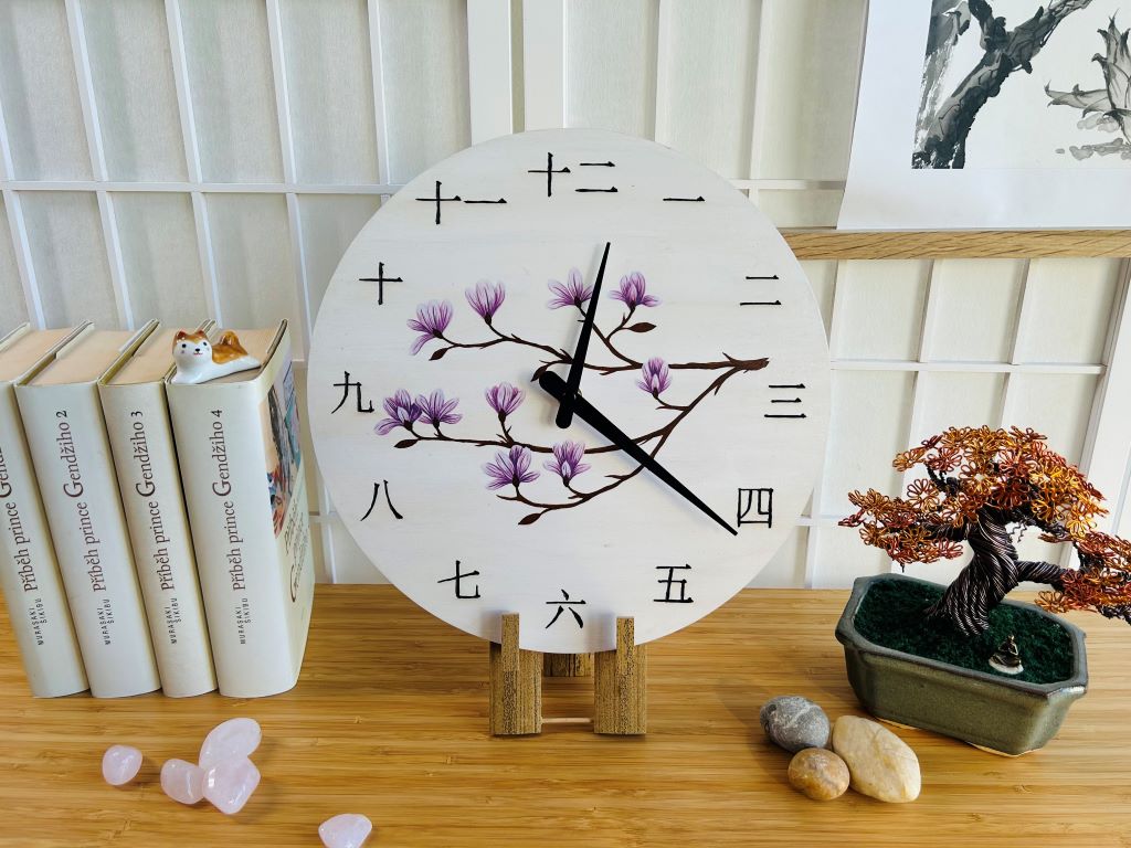 Luxury Wooden Clock "Scent of a Spring Dream" 29 cm