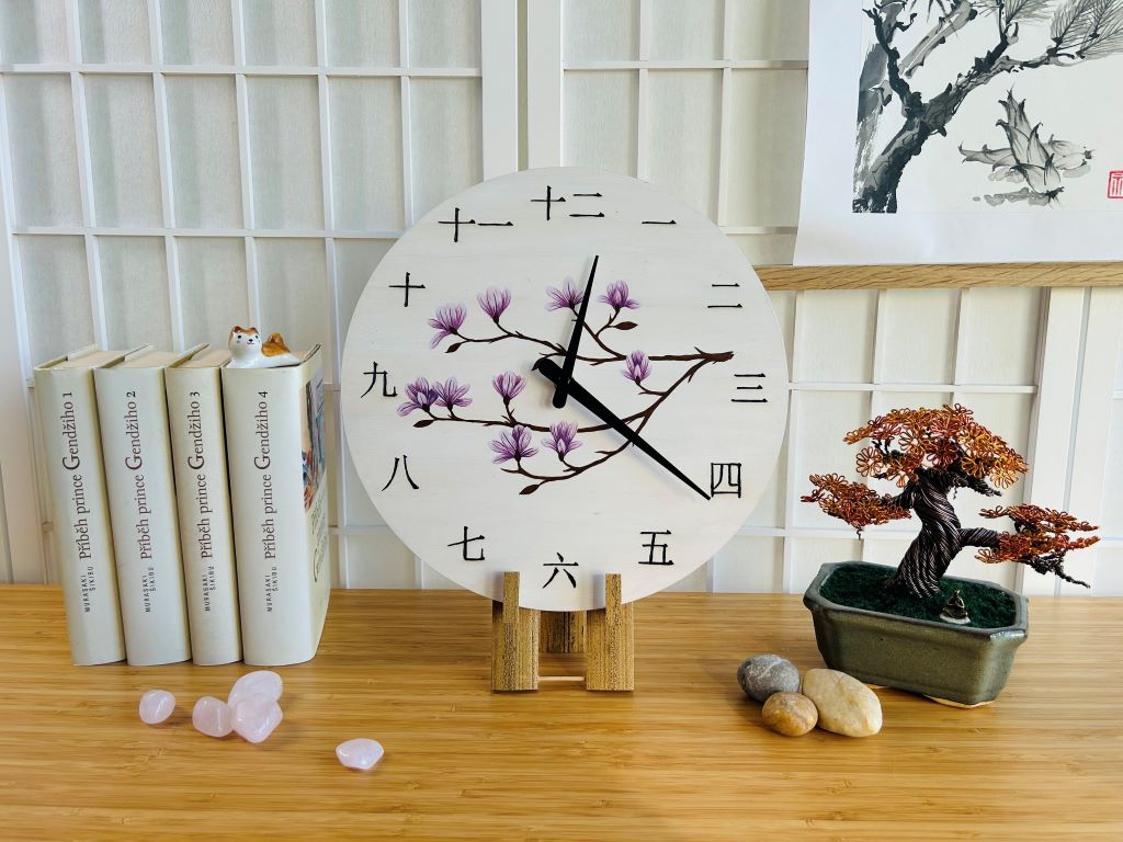 Luxury Wooden Clock "Scent of a Spring Dream" 29 cm