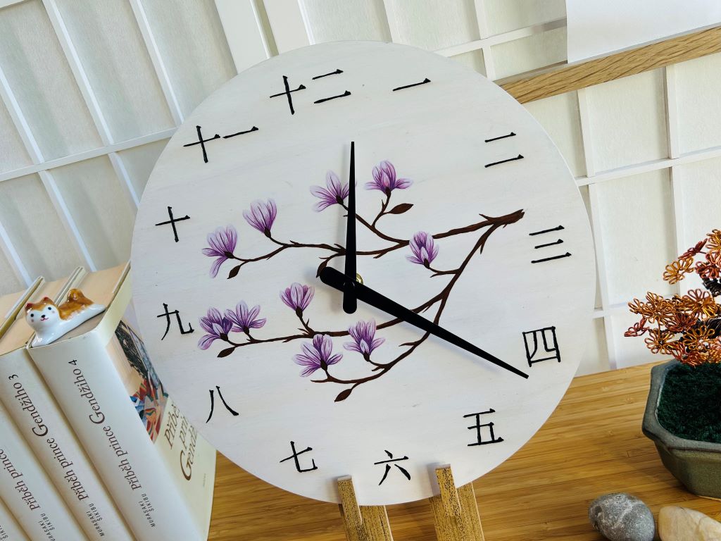 Luxury Wooden Clock "Scent of a Spring Dream" 29 cm