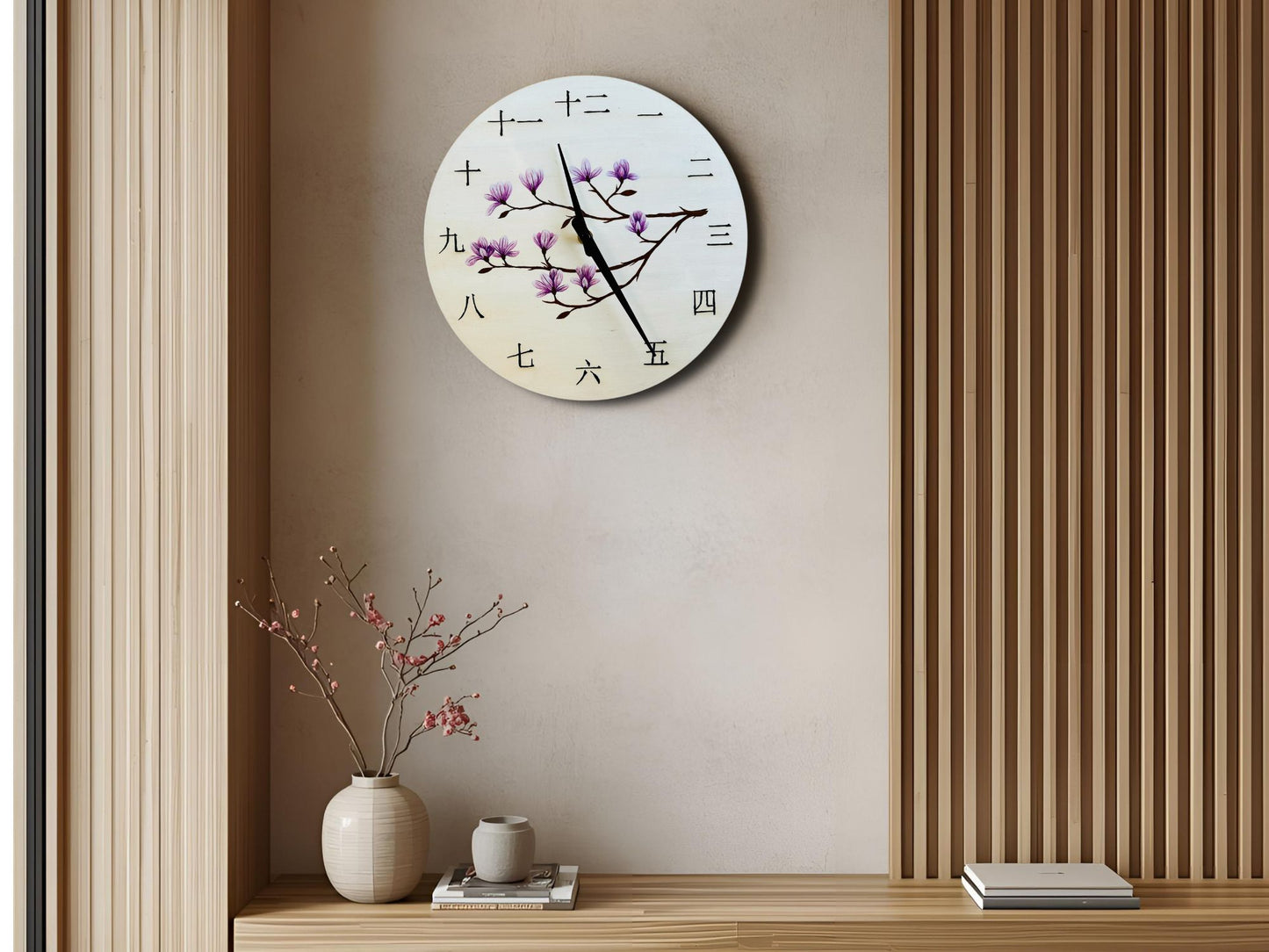 Luxury Wooden Clock "Scent of a Spring Dream" 29 cm