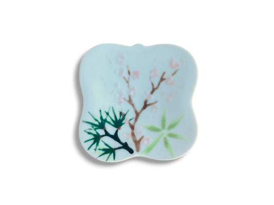 chopstick rest square "Three Friends of Winter" 5.5x5.5 cm
