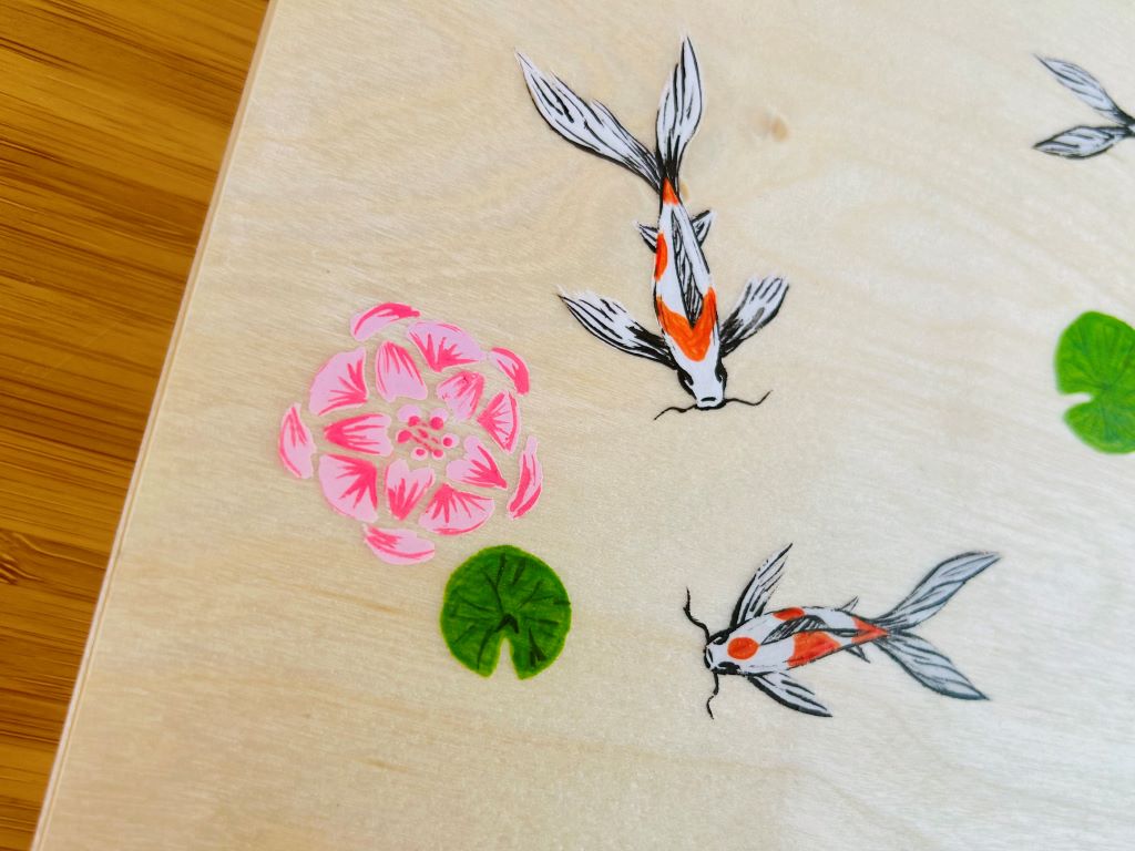 Geschenkset "Seejuwelen oder Koi-Karpfen mit Lotusblüten" für Essstäbchen und Ablagen