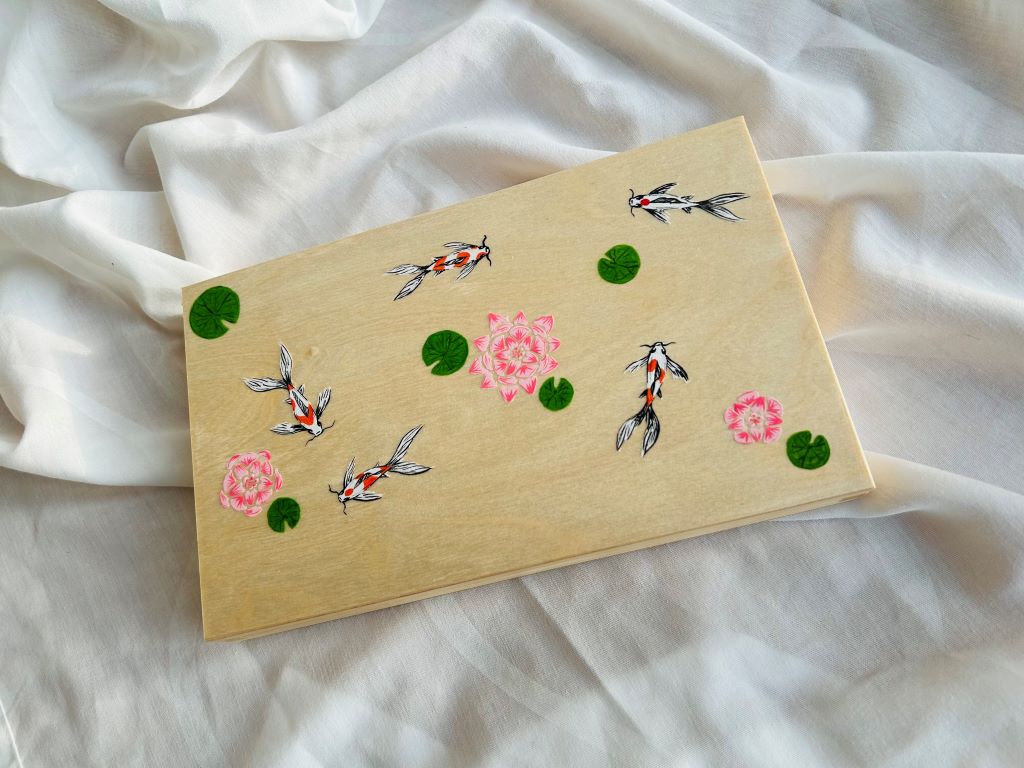 Geschenkset "Seejuwelen oder Koi-Karpfen mit Lotusblüten" für Essstäbchen und Ablagen
