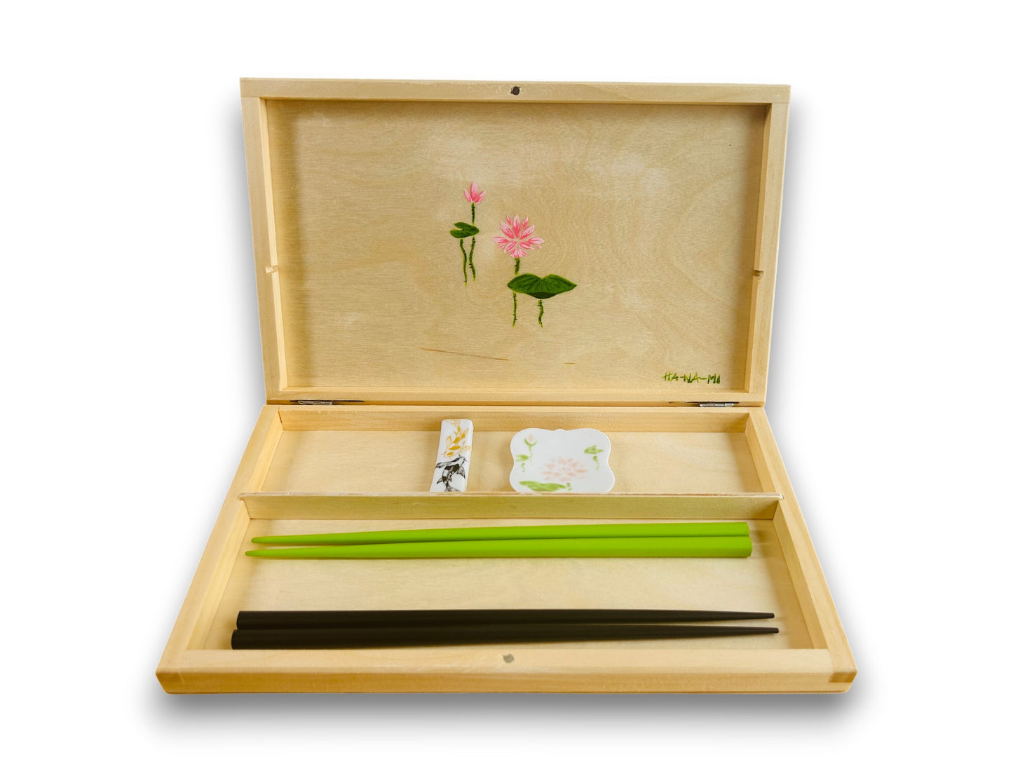 Geschenkset "Seejuwelen oder Koi-Karpfen mit Lotusblüten" für Essstäbchen und Ablagen