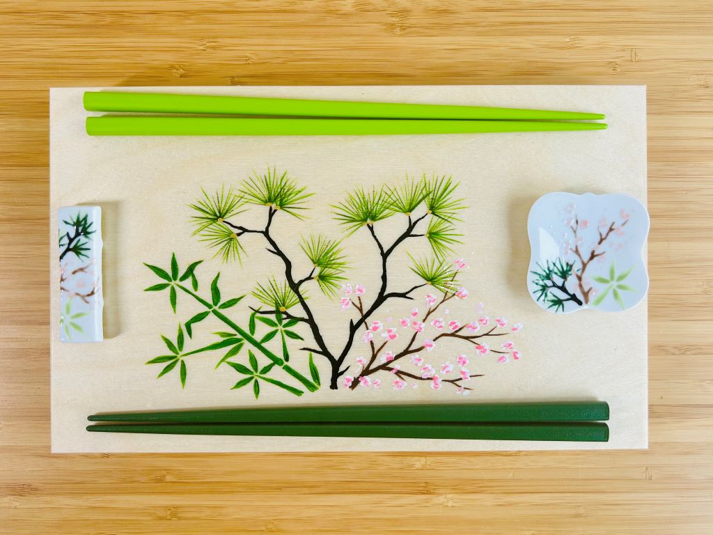Gift set "Three Winter Friends" for chopsticks and rests