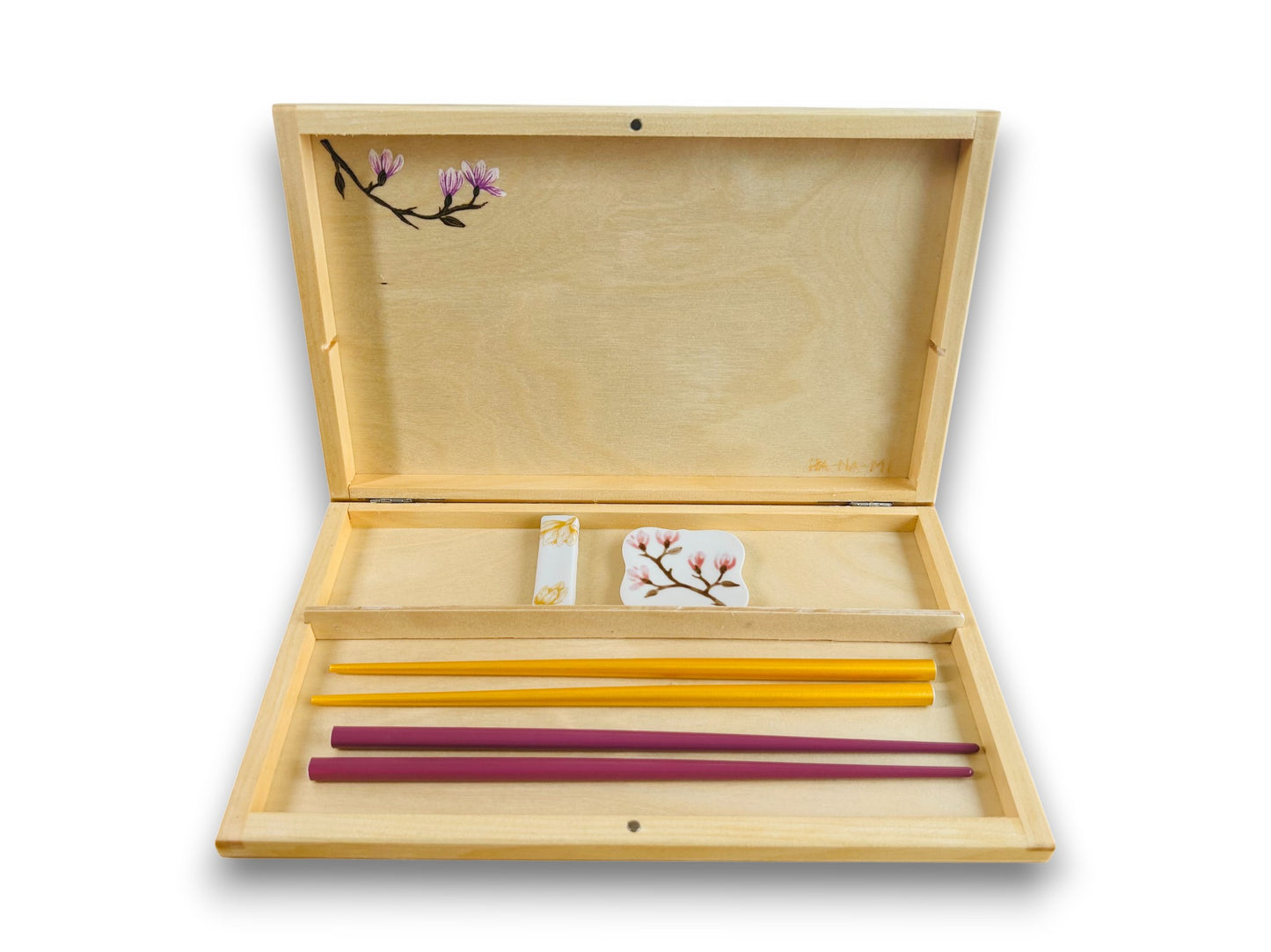 Geschenkset „Duft eines Frühlingstraums“ für Essstäbchen und Essstäbchenbänkchen