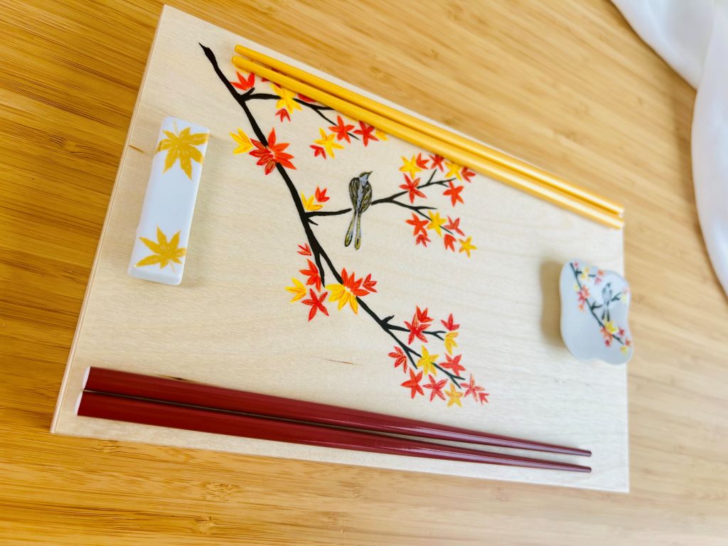 Geschenkset „Herbstabend“ für Essstäbchen und Stäbchenablagen