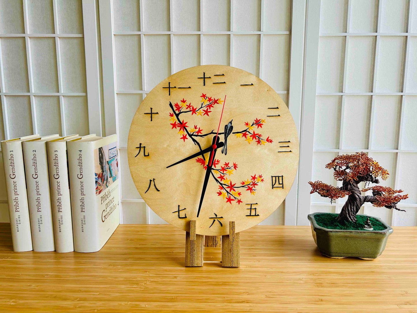 Luxury Wooden Clock "Autumn Evening" 29 cm Made to Order