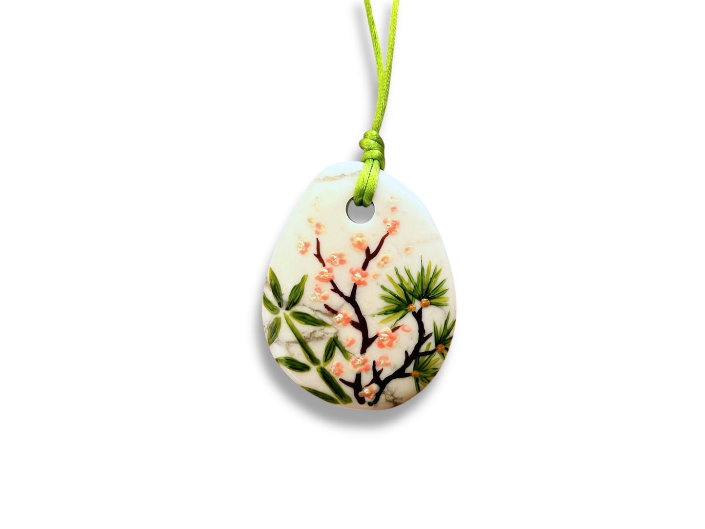 large necklace "Three Winter Friends" magnesite