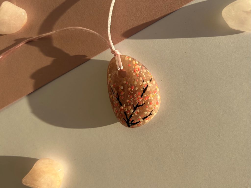 large necklace "Morning under the sakura" sunstone
