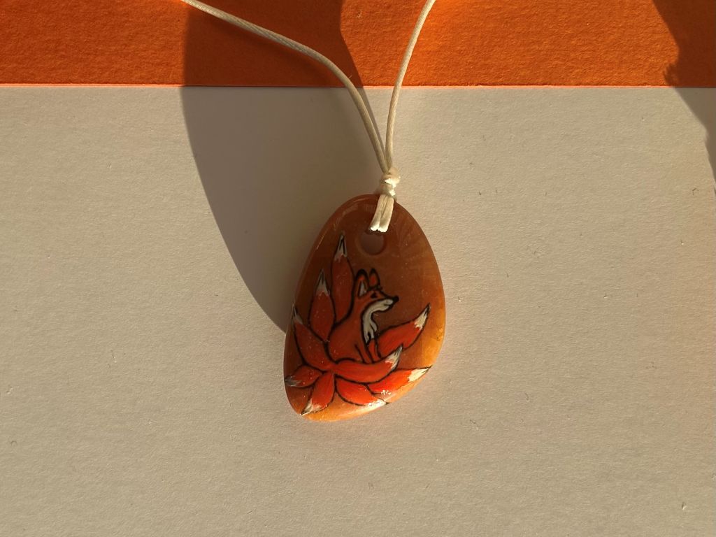 large necklace "Kyuubi no Kitsune" orange aventurine