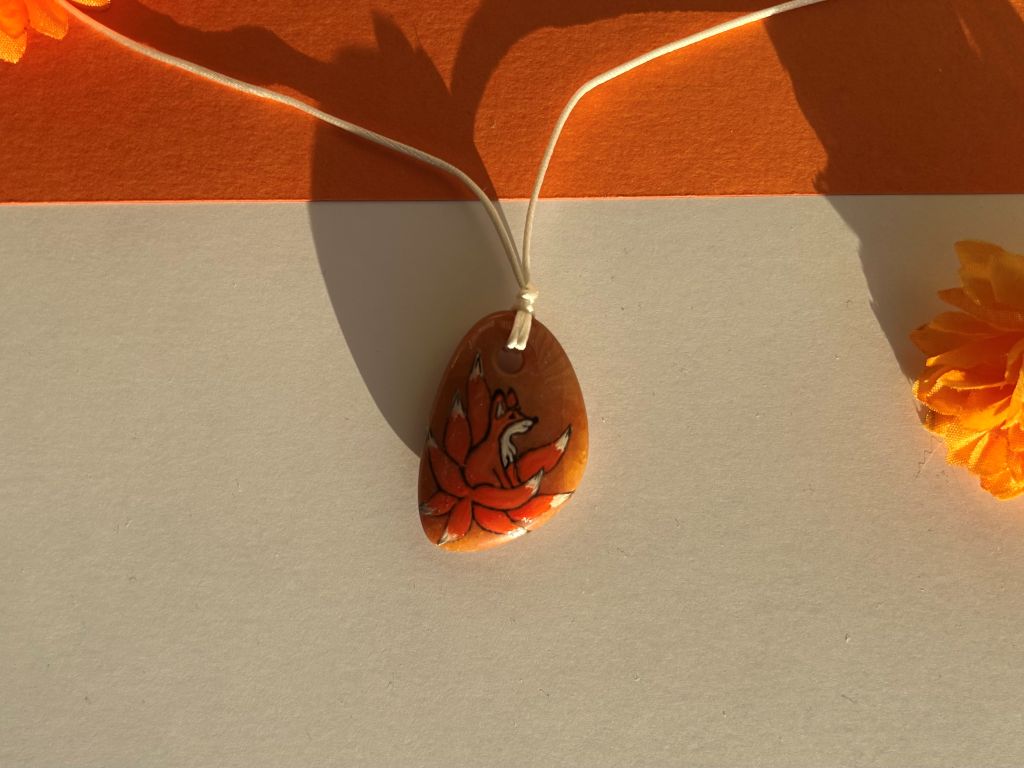 large necklace "Kyuubi no Kitsune" orange aventurine