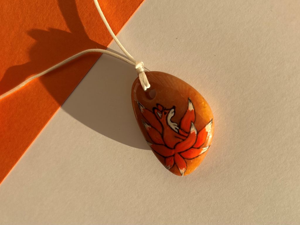 large necklace "Kyuubi no Kitsune" orange aventurine