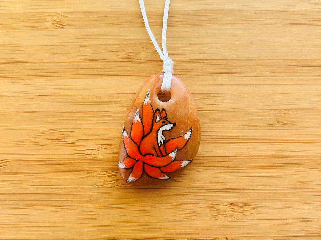 large necklace "Kyuubi no Kitsune" orange aventurine