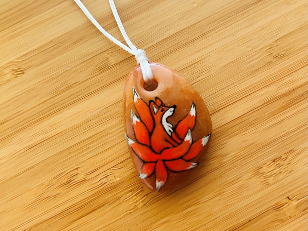 large necklace "Kyuubi no Kitsune" orange aventurine