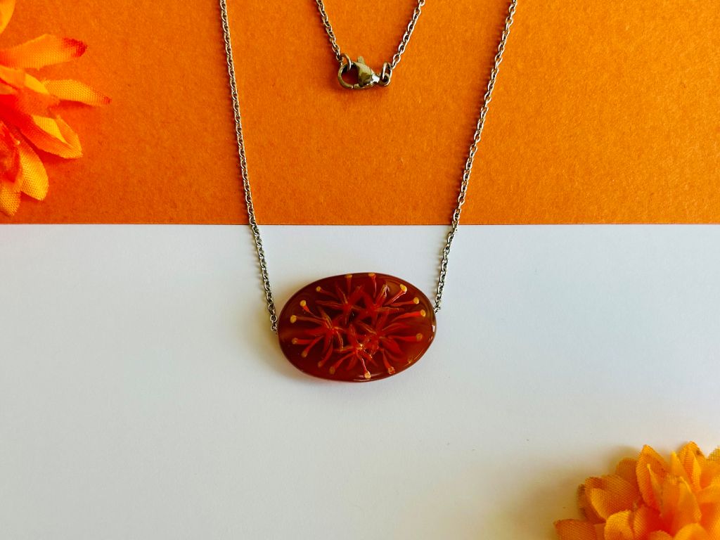 "Spider Lily" Honey Carnelian Necklace