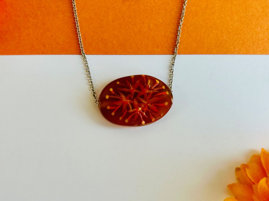 "Spider Lily" Honey Carnelian Necklace