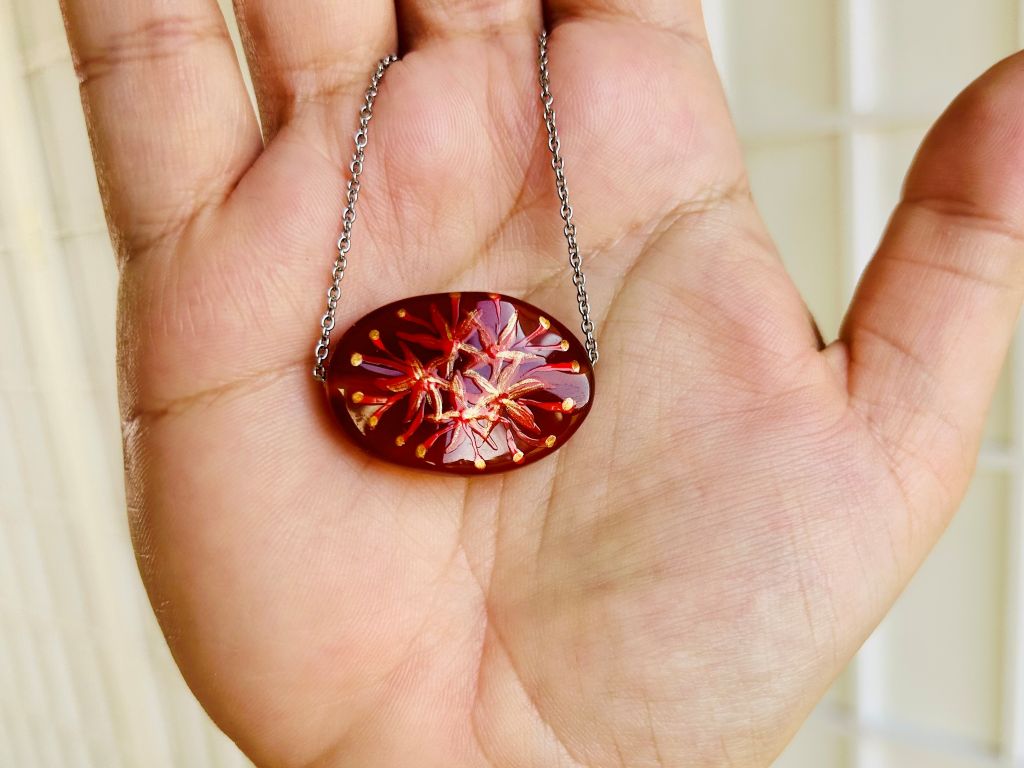"Spider Lily" Honey Carnelian Necklace