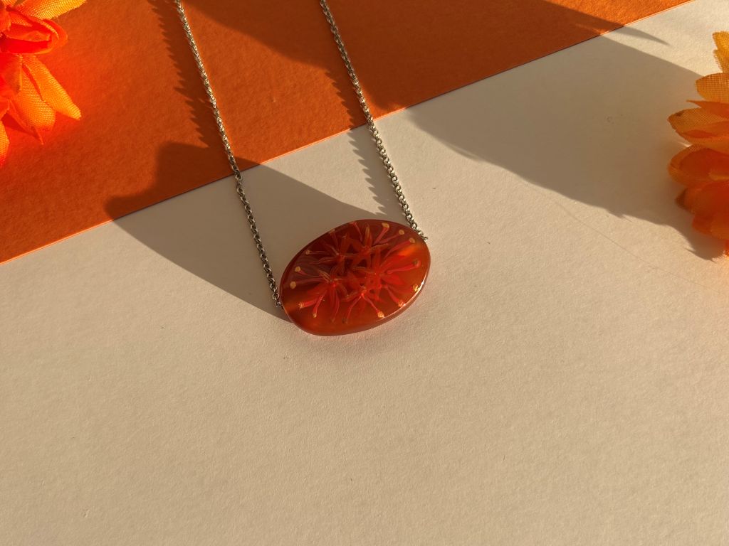 "Spider Lily" Honey Carnelian Necklace