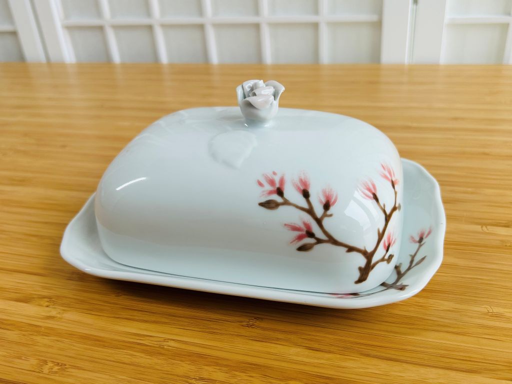"Spring Japan" porcelain butter dish