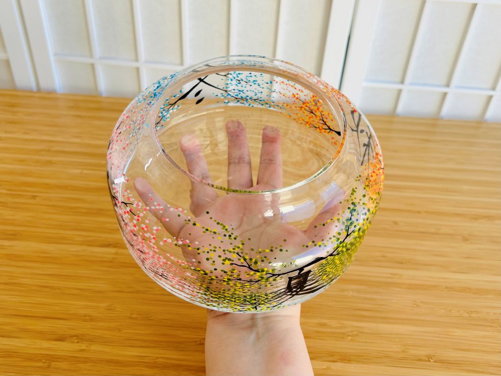 Skleněná váza na ikebanu "čtyři roční období" průměr 20 cm