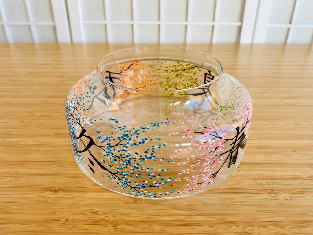 Skleněná váza na ikebanu "čtyři roční období" průměr 20 cm