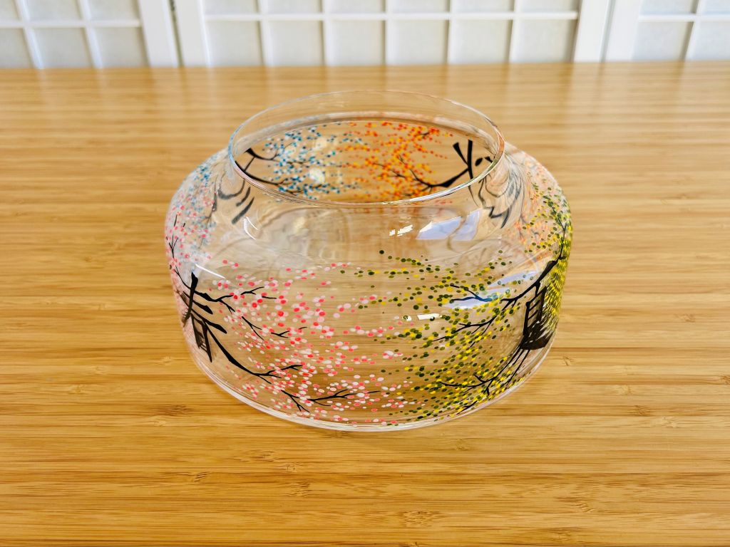 Skleněná váza na ikebanu "čtyři roční období" průměr 20 cm