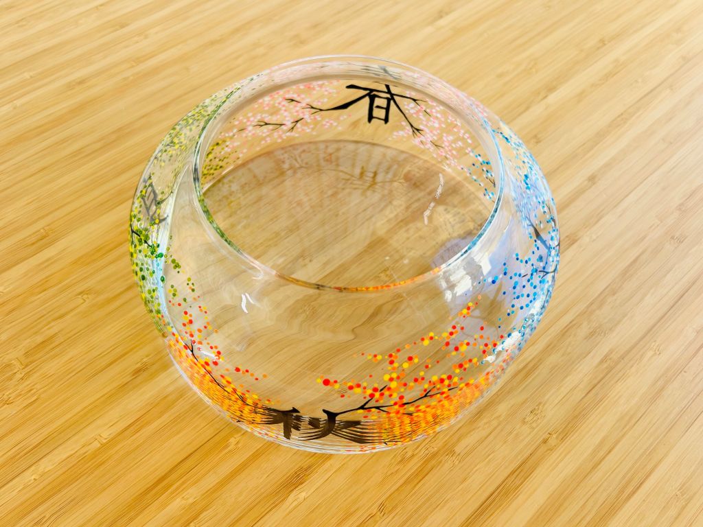 Skleněná váza na ikebanu "čtyři roční období" průměr 20 cm
