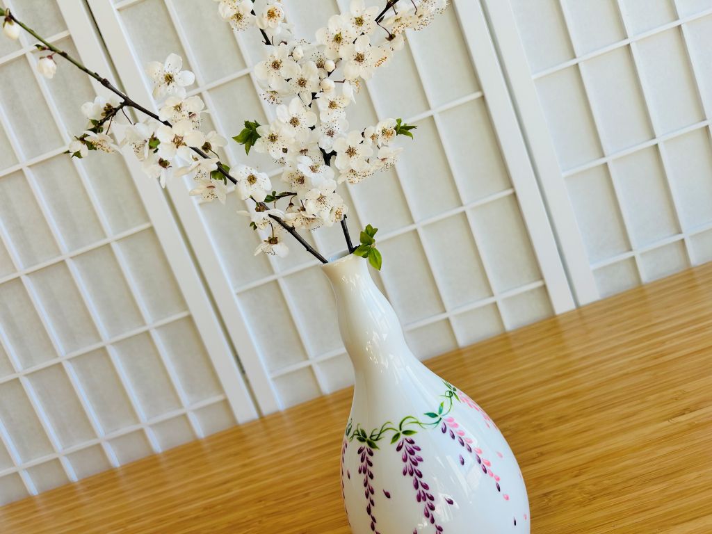 Vintage skleněná váza "Vistárie" výška 22 cm